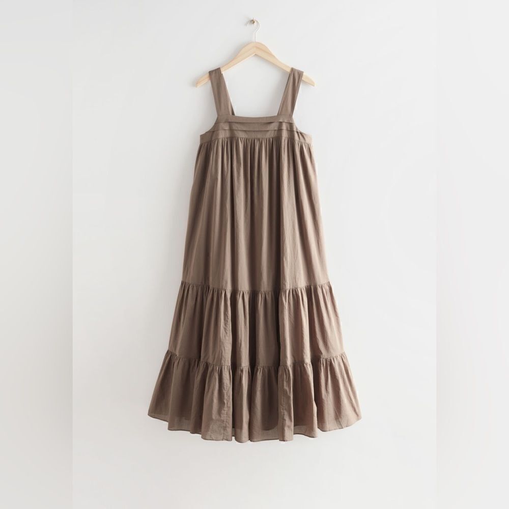 &OtherStories Relaxed Tiered Cotton Dress colour mole